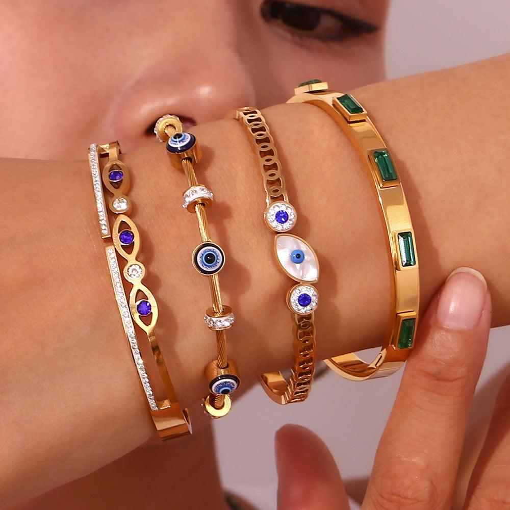 Trendy Gold-Plated Geometric Bangles – Hypoallergenic Women's Jewelry - Begum