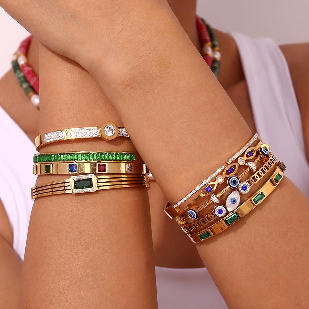 Trendy Gold-Plated Geometric Bangles – Hypoallergenic Women's Jewelry - Begum