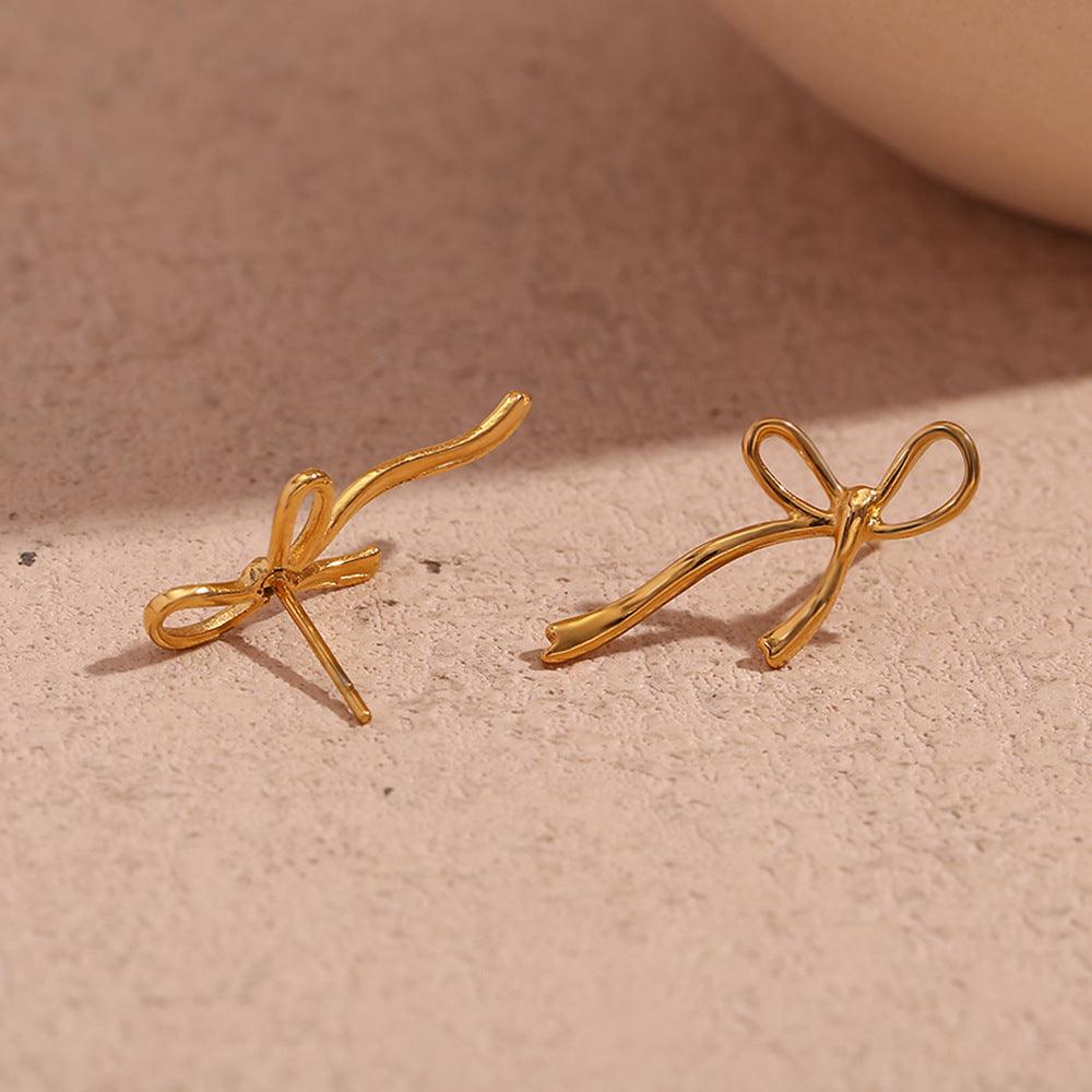 Gold-Filled Bow Stud Earrings – Hypoallergenic & Trendy Women's Earrings - Begum