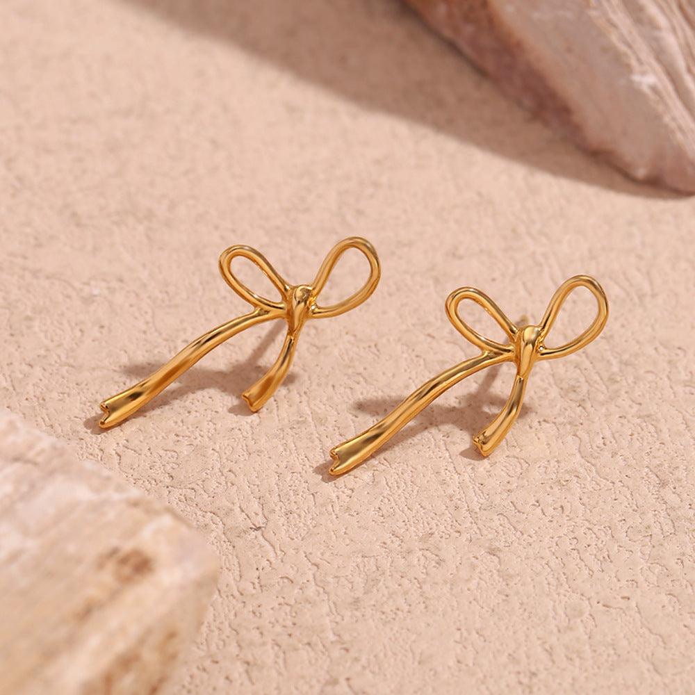 Gold-Filled Bow Stud Earrings – Hypoallergenic & Trendy Women's Earrings - Begum