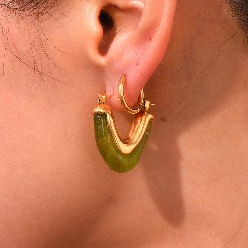 Trendy Gold-Plated Acrylic Hoop Earrings for Women - Statement Fashion Accessories - Begum