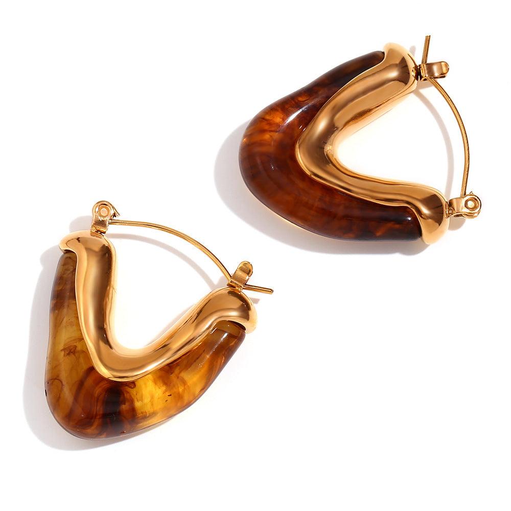 Trendy Gold-Plated Acrylic Hoop Earrings for Women - Statement Fashion Accessories - Begum