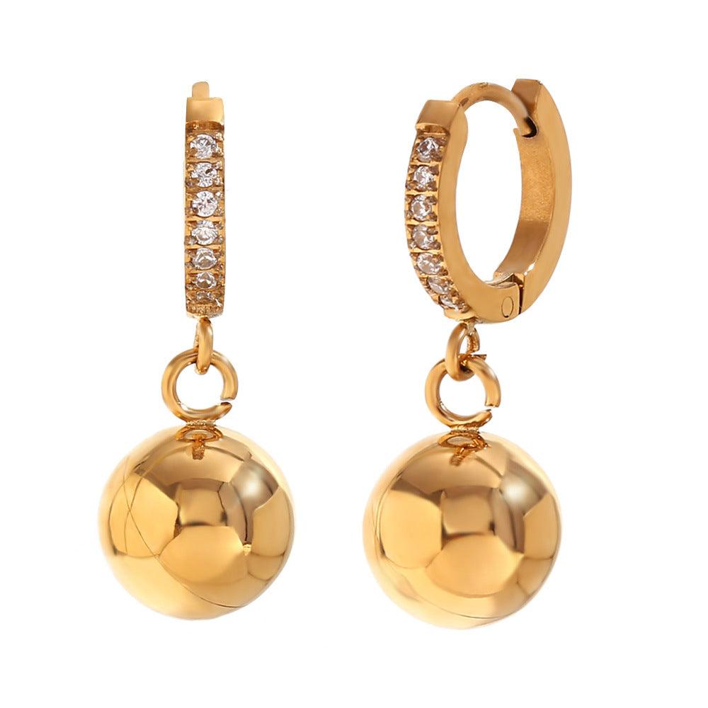 Gold-Plated Star and Sphere Drop Earrings-Hypoallergenic Fashion Earrings - Begum