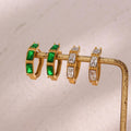 Gold Huggie Earrings with Cubic Zirconia - Geometric Women's Hoop Earrings - Begum