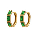 Gold Huggie Earrings with Cubic Zirconia - Geometric Women's Hoop Earrings - Begum