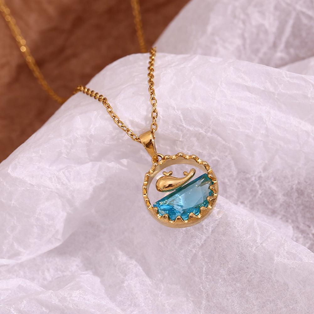 Ocean-Inspired Whale and Sea Pendant Necklace – Fashion Jewelry for Women - Begum