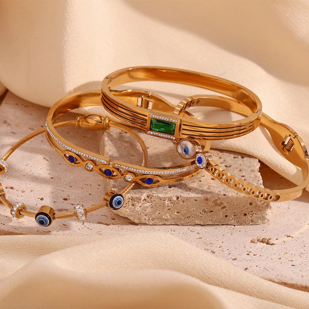 Trendy Gold-Plated Geometric Bangles – Hypoallergenic Women's Jewelry - Begum