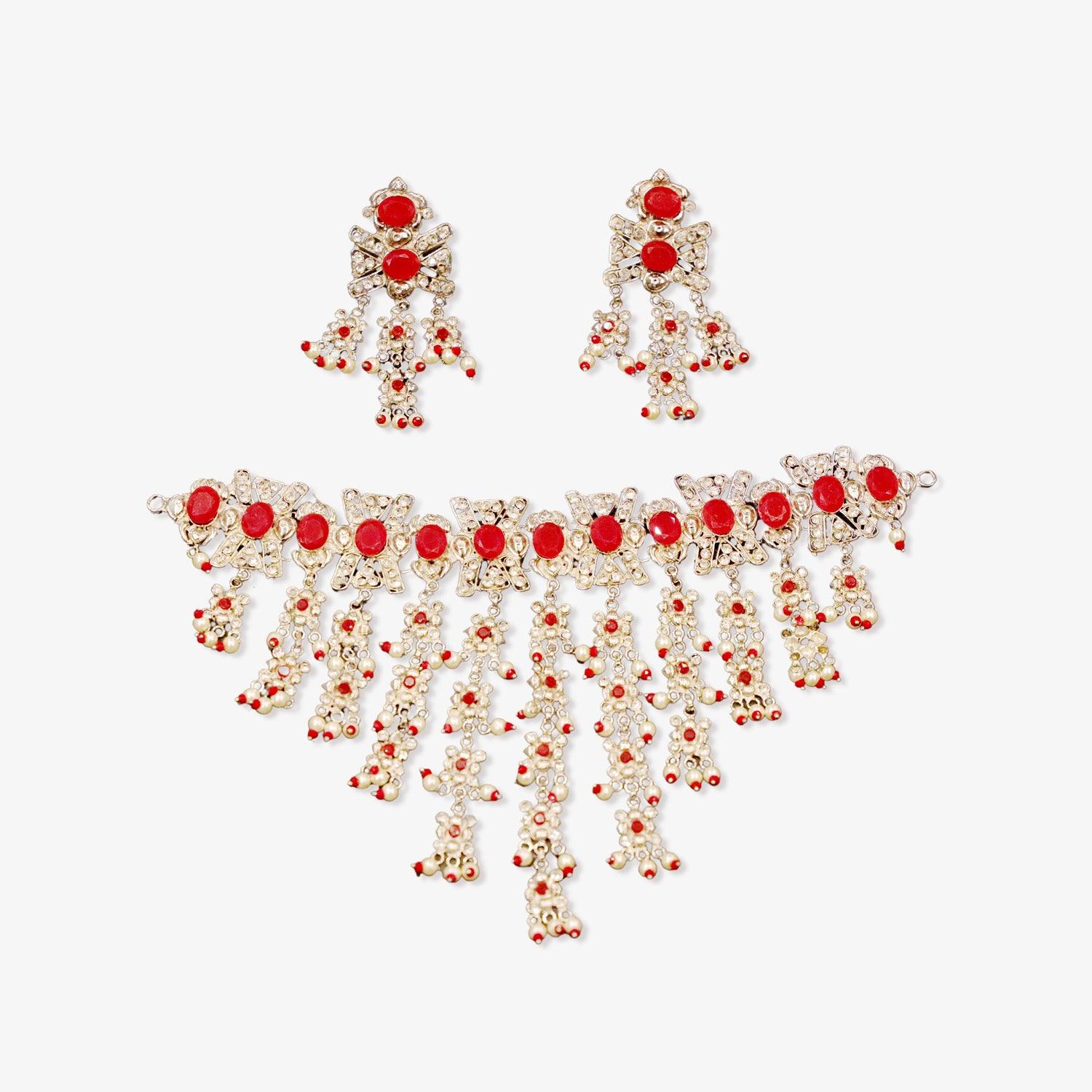 Traditional Choker Necklace and Earrings Set - Begum