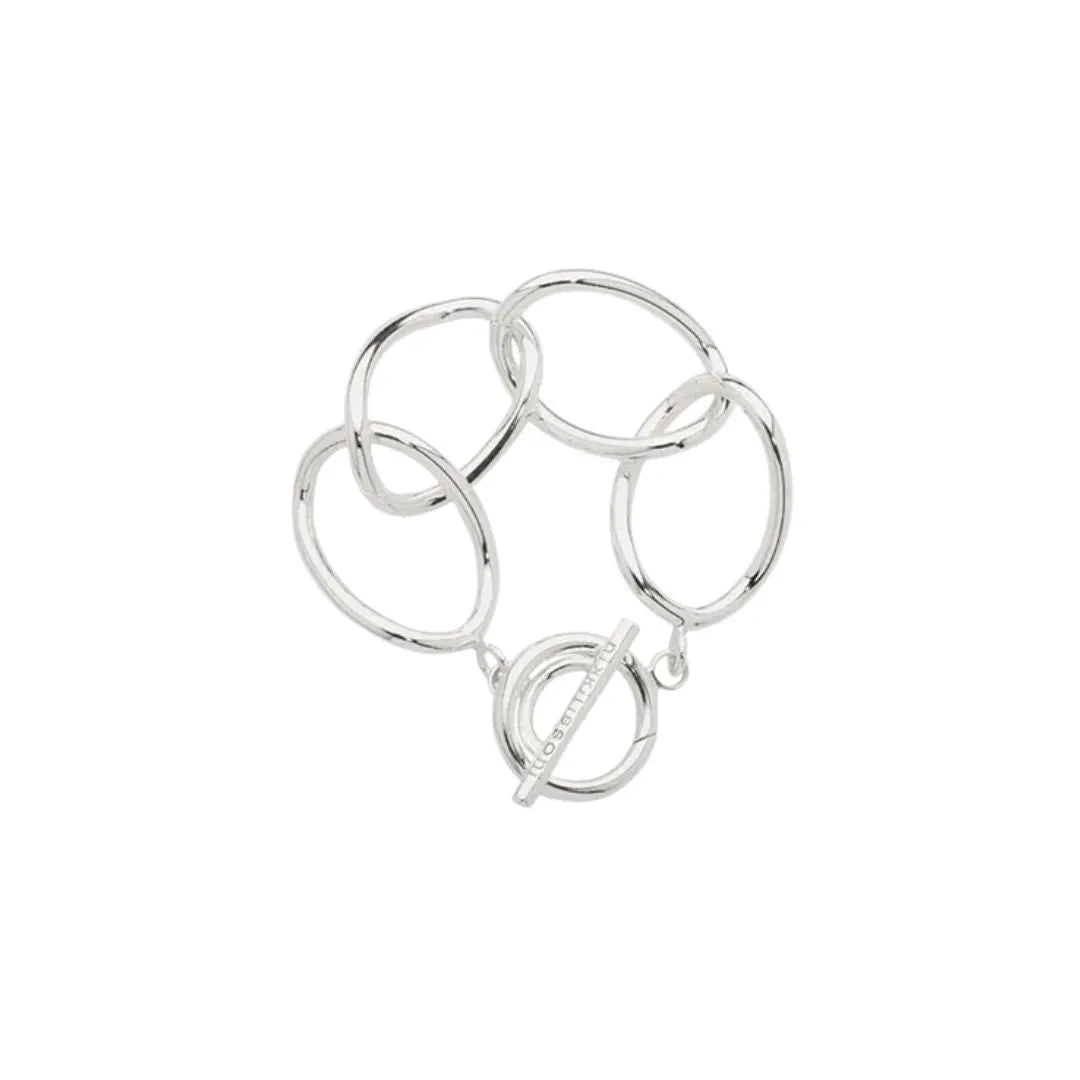 Nikki Lissoni Silver Plated Bracelet 17cm with 4 Links of 27 x 37mm & T-Bar Closure