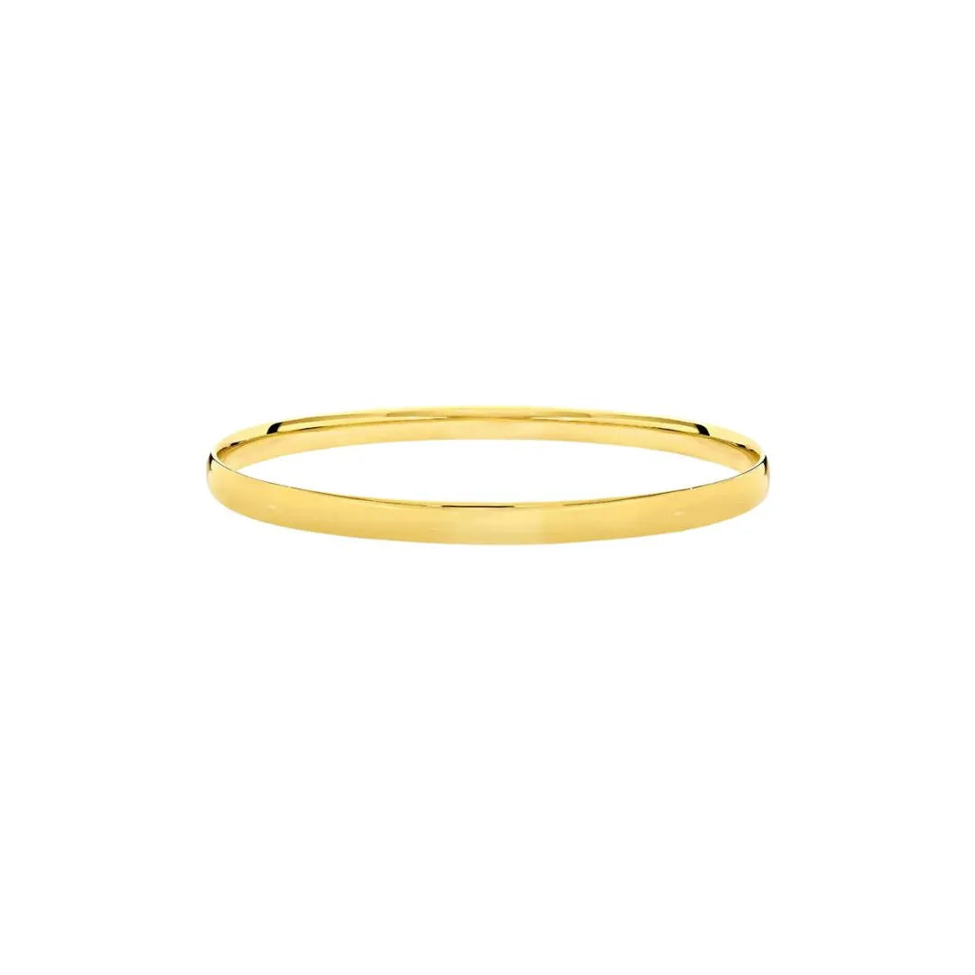 Half Round Oval Bangle in 9 Carat Yellow Gold