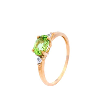 Horizontal Set Oval Cut Peridot Ring
