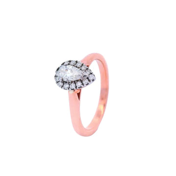 Halo Set Pear Shaped Diamond Engagement Ring set in Rose Gold