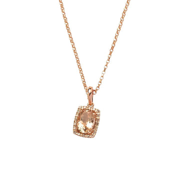 Oval Morganite and Diamond Pendant