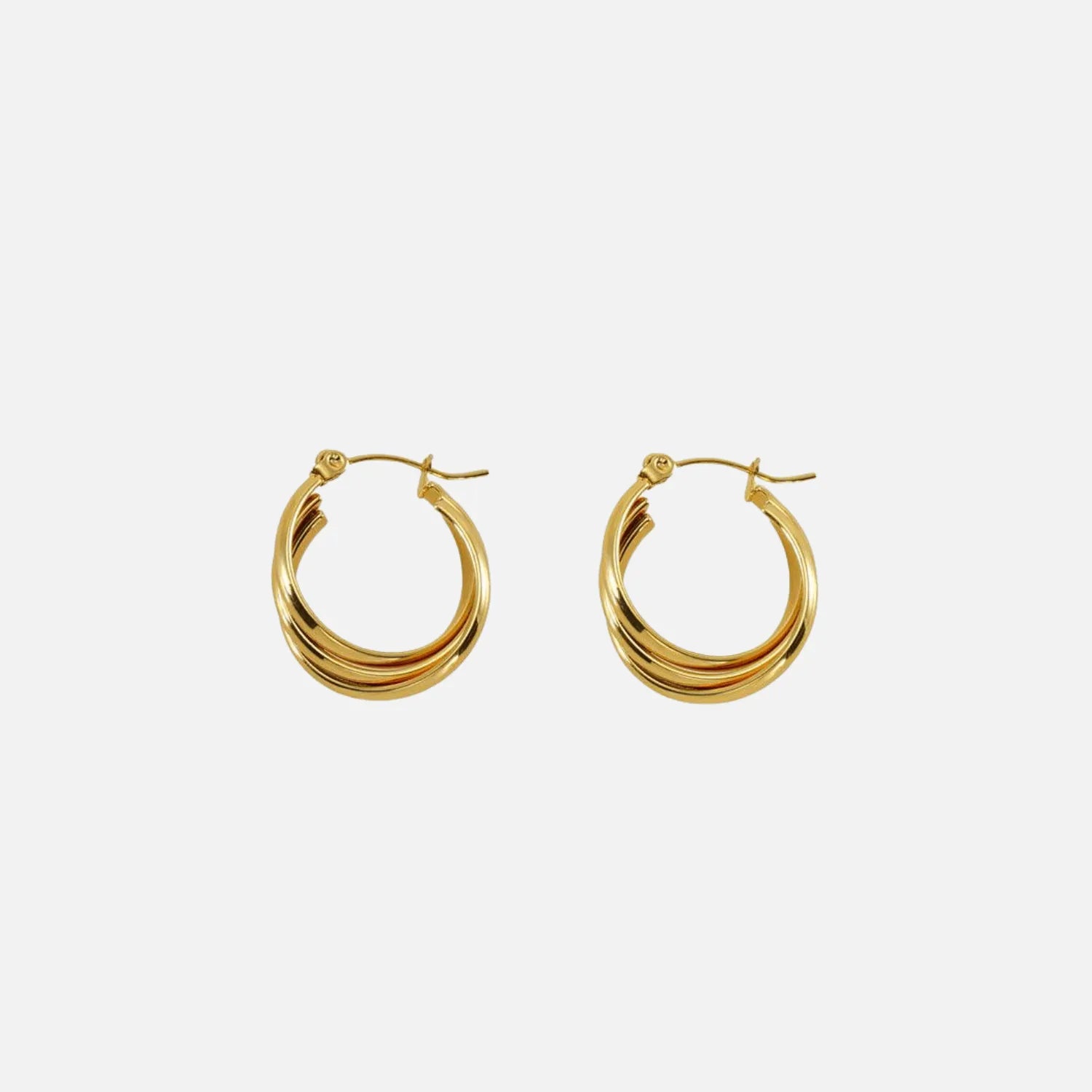 Gold-Plated Geometric Hoop Earrings – Trendy Stainless Steel Stud Earrings - Begum