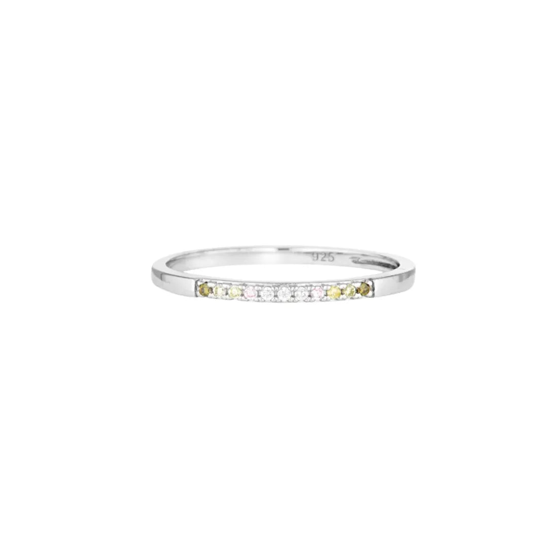 SUMMER SORBET FROSTY MULTI COLOURED RING SILVER