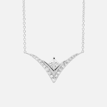 Ellani Princess Cut Cubic Zirconia Wishbone Necklace in Sterling Silver