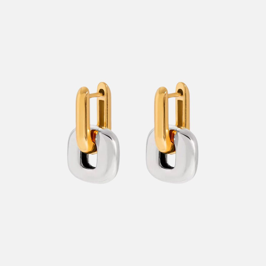 Gold and Silver Link Drop Earrings