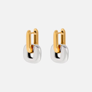 Gold and Silver Link Drop Earrings