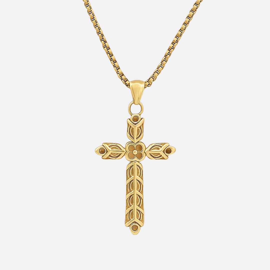 Floral Cross Pendant Necklace