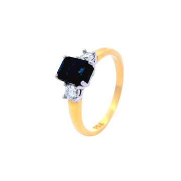 Emerald Cut Sapphire and Diamond Dress Ring