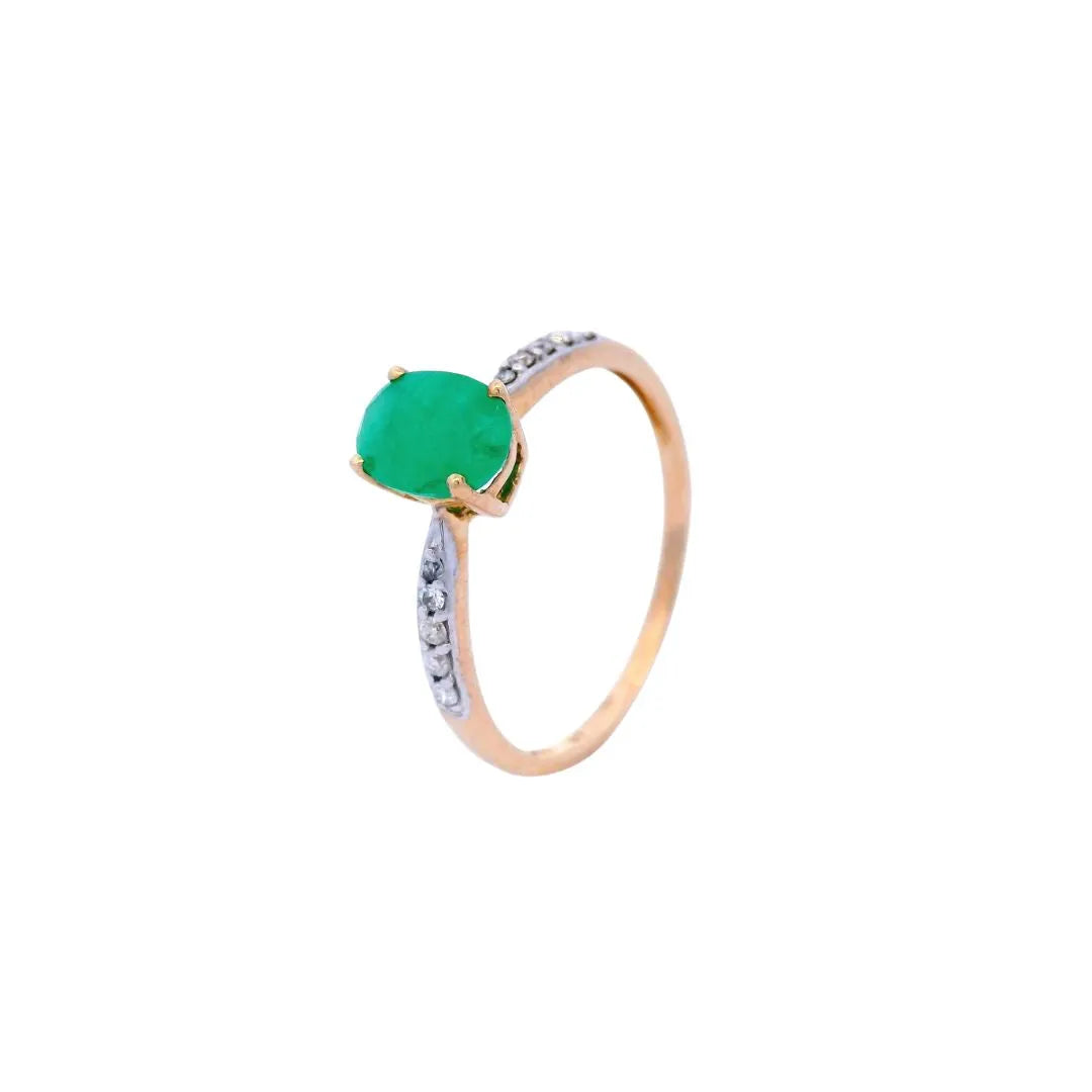 Emerald And Diamond Set Ring In Yellow Gold