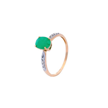 Emerald And Diamond Set Ring In Yellow Gold