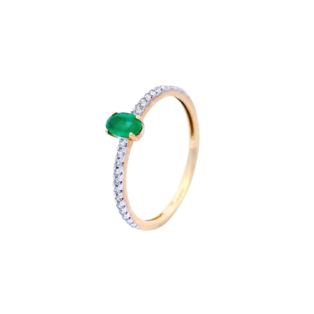 Emerald and Diamond Set Dress Ring in Yellow Gold