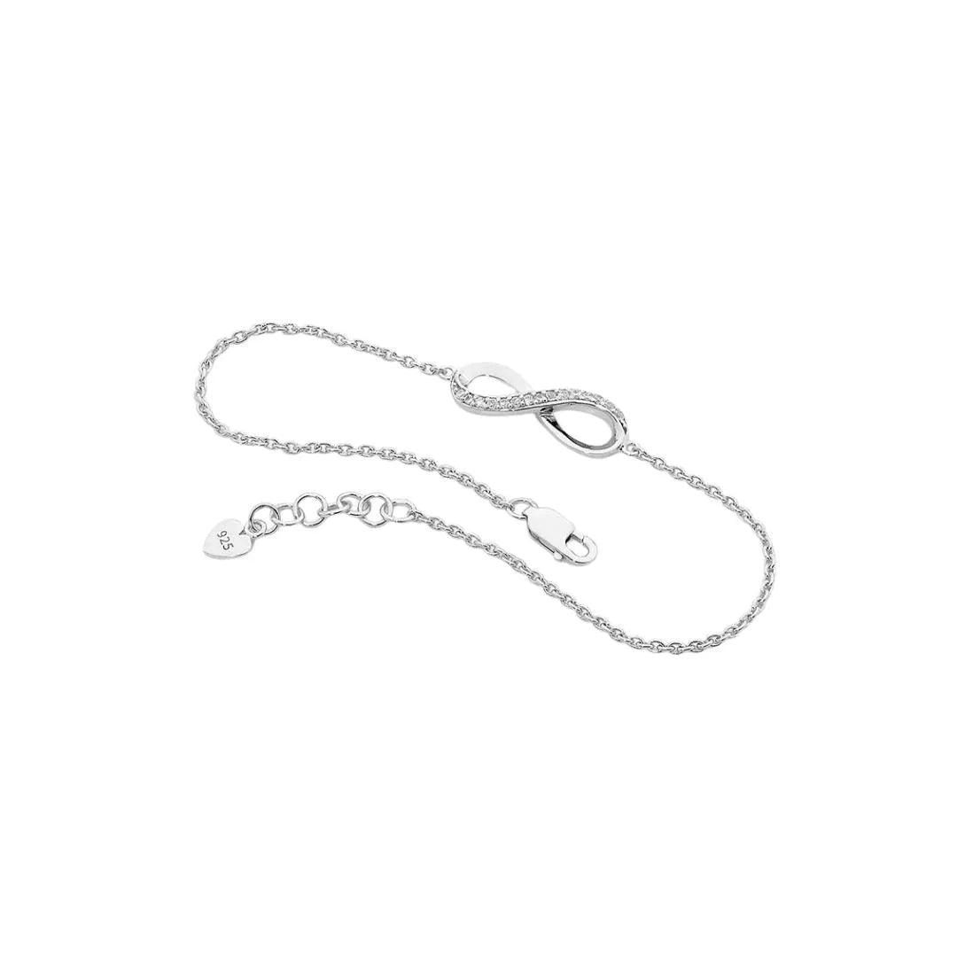 Ellani Sterling Silver half slide with Cubic Zirconia Infinity Bracelet