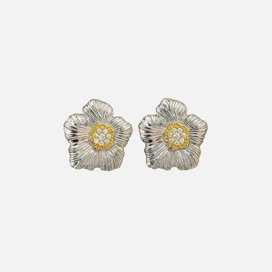 Floral Zirconia Copper Alloy Earrings
