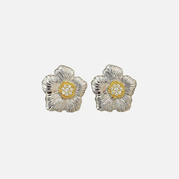 Floral Zirconia Copper Alloy Earrings