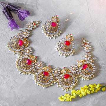 Vibrant Floral Traditional Necklace Set - Begum