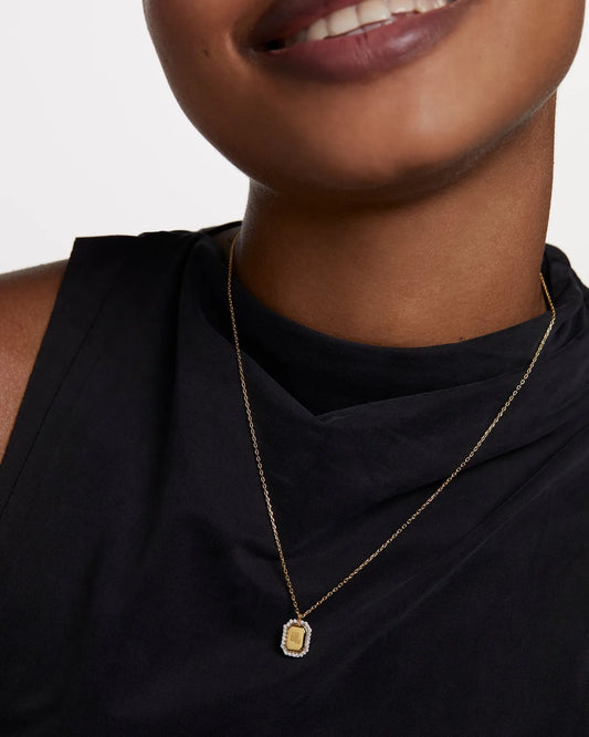 PDPAOLA Zodiac Necklace Engraved In Octagonal Pendant