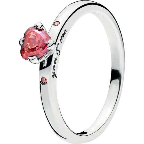 You & Me Silver Ring w Fuschia Pink CZ