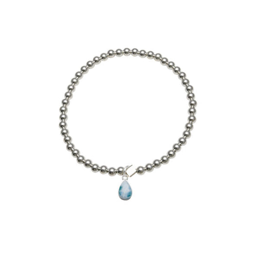 Von Treskow Stretchy Bracelet With Pear Shaped Larimar