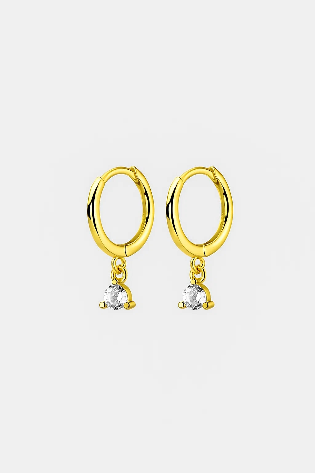 Gold-Plated Hoop Earrings with Crystal Drop