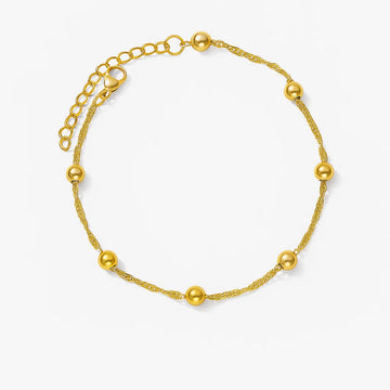 Gold-Plated Stainless Steel Chain Bracelet with Beads