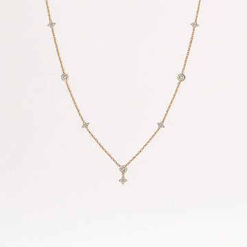 Moissanite Floral Pendant Necklace in Sterling Silver