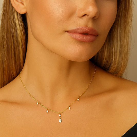 Zircon Teardrop Necklace in Sterling Silver