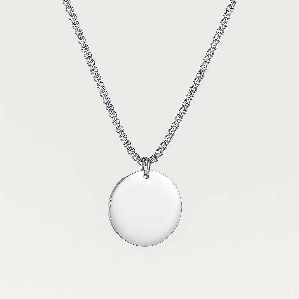 Mirror Polished Circular Pendant Necklace