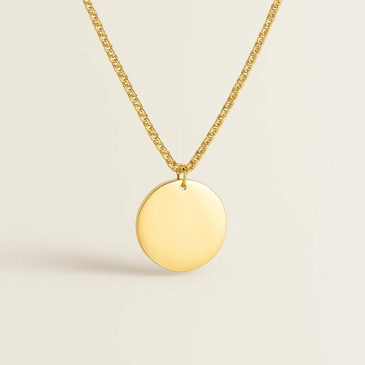 Mirror Polished Circular Pendant Necklace