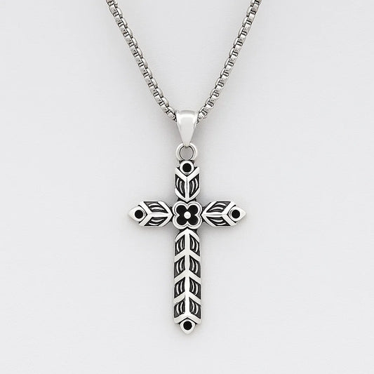 Floral Cross Pendant Necklace