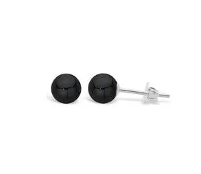 6mm Round Onyx Stering Silver Stud Earrings