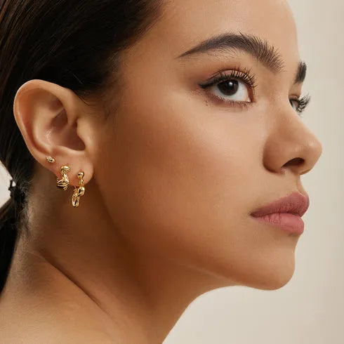 Silver Twisted Wave Stud Earrings
