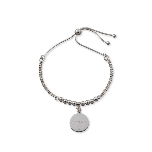Von Treskow Sterling Silver Adjustable Curb & Bead Bracelet With 'VT' Plate