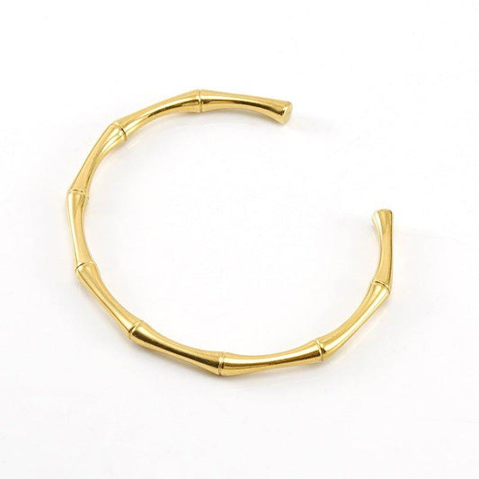 Bamboo-Inspired Cuff Bracelet - Stainless Steel Jewelry - Begum