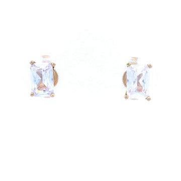 Claw Set 4mm x 6mm Emerald Cut Cubic Zirconia Earrings set in 9 Carat Yellow Gold