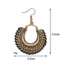 Bohemian Gold-Tone Drop Earrings with Geometric Patterns - Begum