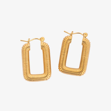 Bold Rectangular Gold Hoop Earrings - Begum