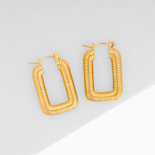 Bold Rectangular Gold Hoop Earrings - Begum