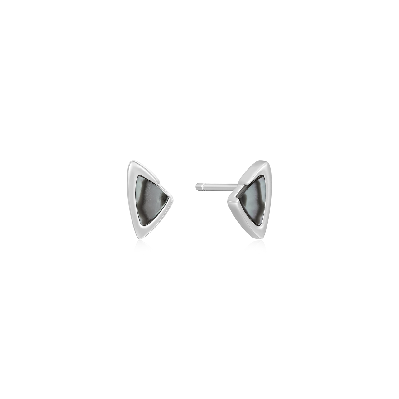 Ania Haie Silver Arrow Black Mother of Pearl Stud Earrings